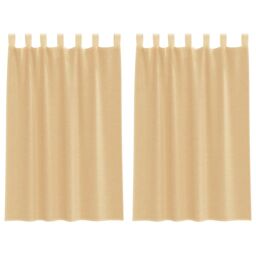 Berkfield Home Voile Curtains with Loops 2 pcs Sand 140x175 cm in Brown - thumbnail 2