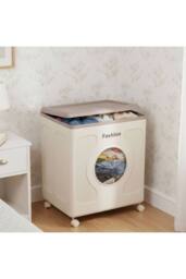 Living and Home 160L Foldable Clothes Storage Box Toy Storage Container w/ Wheel in Warm White - thumbnail 5