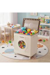 Living and Home 160L Foldable Clothes Storage Box Toy Storage Container w/ Wheel in Warm White - thumbnail 4
