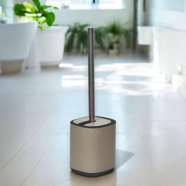 Showerdrape Echo Blue Steel Toilet Brush & Holder in Beige - image 1
