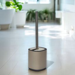 Showerdrape Echo Blue Steel Toilet Brush & Holder in Beige - thumbnail 1