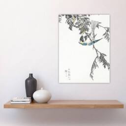"Artery8 Great Tit & Cypress Japanese Japanese Wall Art Print Kashu - Size: W24"" x H32""" - thumbnail 4
