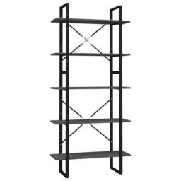 Berkfield Home 5-Tier Book Cabinet Grey 80x30x175 cm Engineered Wood - Size: 80 x 30 x 175 cm - thumbnail 1