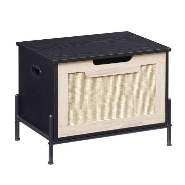 "VOGREX 23.6"" Entryway Storage Bench Rattan Storage Chest Storage Trunk in Black" - image 1