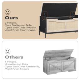 "VOGREX 23.6"" Entryway Storage Bench Rattan Storage Chest Storage Trunk in Black" - thumbnail 5