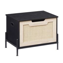 "VOGREX 23.6"" Entryway Storage Bench Rattan Storage Chest Storage Trunk in Black" - thumbnail 6