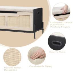 "VOGREX 23.6"" Entryway Storage Bench Rattan Storage Chest Storage Trunk in Black" - thumbnail 4