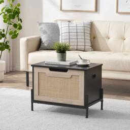 "VOGREX 23.6"" Entryway Storage Bench Rattan Storage Chest Storage Trunk in Black" - thumbnail 7