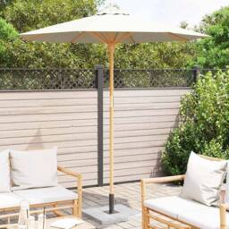 Berkfield Home Garden Parasol Cream White 217x230 cm Bamboo - thumbnail 3