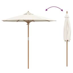 Berkfield Home Garden Parasol Cream White 217x230 cm Bamboo - thumbnail 6