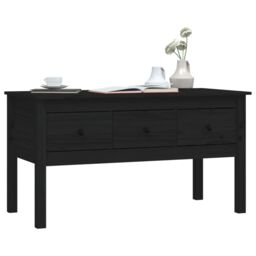 Berkfield Home Coffee Table Black 102x49x55 cm Solid Wood Pine - Size: 102 x 49 x 55 cm - thumbnail 4