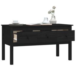 Berkfield Home Coffee Table Black 102x49x55 cm Solid Wood Pine - Size: 102 x 49 x 55 cm - thumbnail 5
