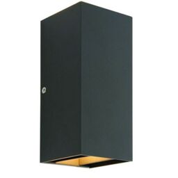 Loops IP44 Outdoor Up & Down Wall Light Matt Black Porch Box Lantern 5W Cool White LED
