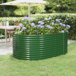 Berkfield Home Garden Raised Bed Powder-coated Steel 175x100x68 cm Green - Size: 175 x 100 x 68 cm - thumbnail 2