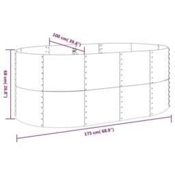 Berkfield Home Garden Raised Bed Powder-coated Steel 175x100x68 cm Green - Size: 175 x 100 x 68 cm - thumbnail 6