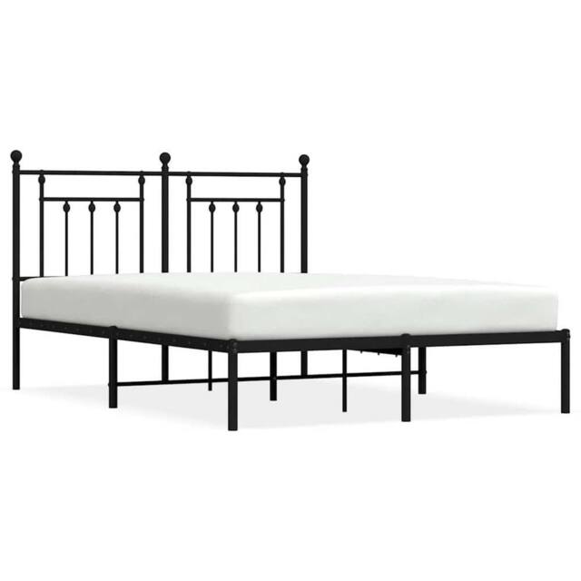 Berkfield Home Metal Bed Frame with Headboard Black 140x190 cm - image 1