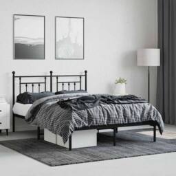 Berkfield Home Metal Bed Frame with Headboard Black 140x190 cm - thumbnail 4