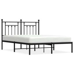 Berkfield Home Metal Bed Frame with Headboard Black 140x190 cm - thumbnail 1