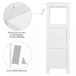 EONLION Slim Bathroom Floor Cabinet, 2-Drawer 1-Shelf Storage Organizer in White - thumbnail 6