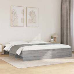 Berkfield Home Bed Frame Frame Grey Sonoma 180x200 cm Super King Wood - thumbnail 2