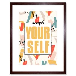 "Artery8 Wall Art Print Funky Affirmation Accept Yourself Art Framed 9x7 inch in Brown - Size: W7"" x H9""" - thumbnail 1
