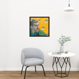 "Artery8 Wall Art Print Paul Gauguin Self Portrait Les Miserables Cropped Square Framed Picture 16X16 Inch in Black - Size: W16"" x H16""" - thumbnail 2