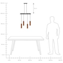Wyld and Coco Oak and Iron 4-Light Pendant Lamp Dark Brown Wood Shades - thumbnail 8