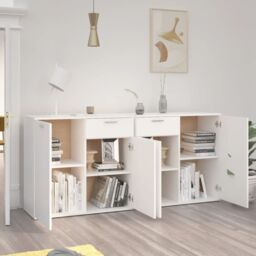 Berkfield Home Sideboard White 160x36x75 cm Engineered Wood - Size: 160 x 36 x 75 cm - thumbnail 3