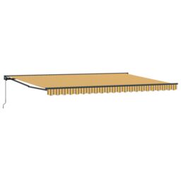 Berkfield Home Retractable Awning Manual Yellow & grey 500x300 cm - thumbnail 2