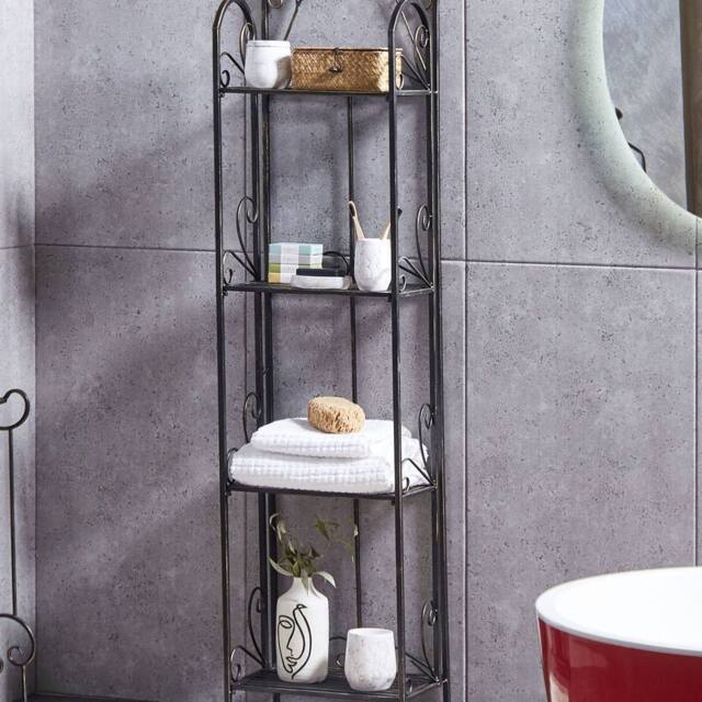 Wyld and Coco Everstone 4-Tier Black Metal Free-Standing Bathroom Shelf - image 1