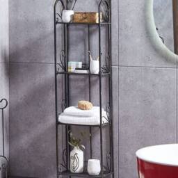 Wyld and Coco Everstone 4-Tier Black Metal Free-Standing Bathroom Shelf