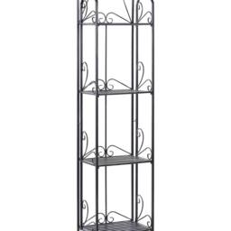 Wyld and Coco Everstone 4-Tier Black Metal Free-Standing Bathroom Shelf - thumbnail 2
