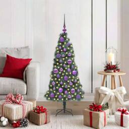 Berkfield Home Elegant Artificial Pre-lit Christmas Tree with Ball Set Green 120 cm - thumbnail 2