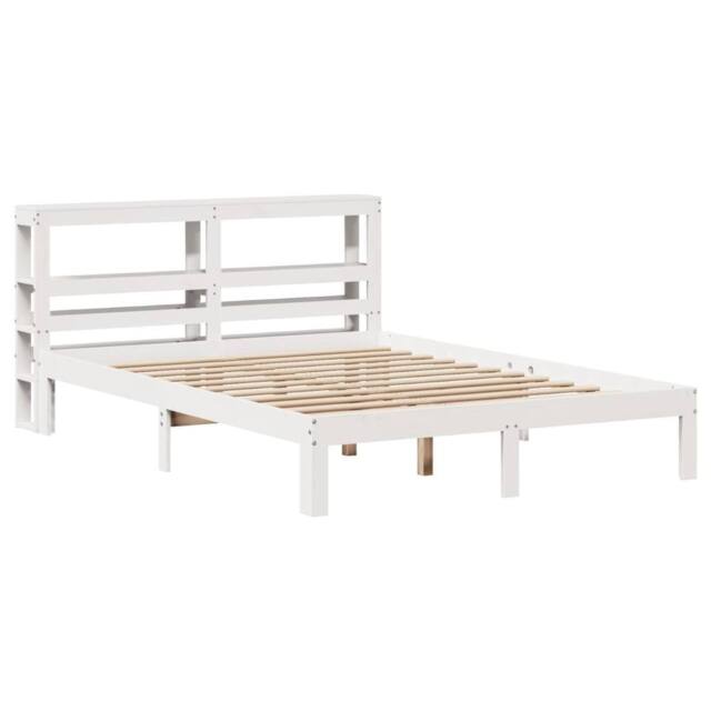 Berkfield Home Beautiful Bed Frame with Headboard without Mattress White 120x200 cm - Size: Small Double - image 1