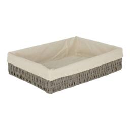 Red Hamper Wicker Antique Wash Finish Handled Grey Cotton Lined Storage Basket in Brown - Size: Small - thumbnail 1