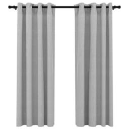Berkfield Home Linen-Look Blackout Curtains with Grommets 2pcs Grey 140x175cm - Size: 140x175 cm - thumbnail 3