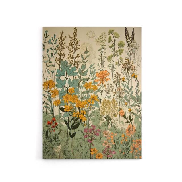 "Artery8 Wildflower Field Vintage Botanical Canvas Wall Art Print - Size: W18"" x H24""" - image 1