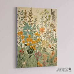 "Artery8 Wildflower Field Vintage Botanical Canvas Wall Art Print - Size: W18"" x H24""" - thumbnail 2