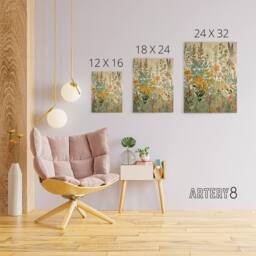 "Artery8 Wildflower Field Vintage Botanical Canvas Wall Art Print - Size: W18"" x H24""" - thumbnail 4