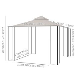 OUTSUNNY Gazebo Party Tent Canopy Sun Shade for Patio Garden 3x3(m) in Beige - thumbnail 3