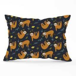 Warren Reed - Designer Cute Sloths Cushions in Brown - Size: 60 cm x 60 cm - thumbnail 1