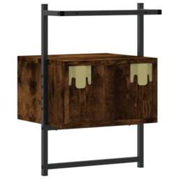 Berkfield Home Bedside Cabinet Wall-mounted Smoked Oak 35x30x51 cm Engineered Wood in Brown - Size: 35 x 30 x 51 cm - thumbnail 7