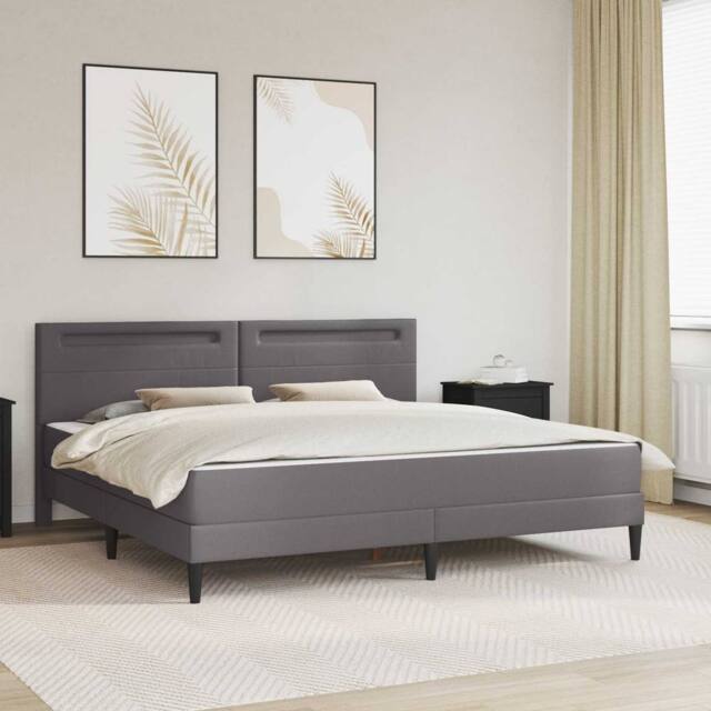 Berkfield Home Bed Frame with LED Strip Lights Grey 180 x 200 cm Faux Leather - image 1