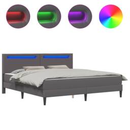 Berkfield Home Bed Frame with LED Strip Lights Grey 180 x 200 cm Faux Leather - thumbnail 2
