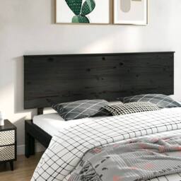 Berkfield Home Beautiful Bed Headboard Black 204x6x82.5 cm Solid Wood Pine - thumbnail 2