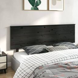 Berkfield Home Beautiful Bed Headboard Black 204x6x82.5 cm Solid Wood Pine - thumbnail 4