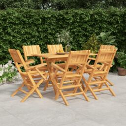 Berkfield Home 7 Piece Garden Dining Set Solid Wood Teak in Brown - thumbnail 1