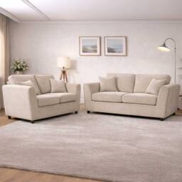 Furnishings For Less UK Ascot 3 + 2 Seater Sofa Set Chenille Fabric Beige - thumbnail 1