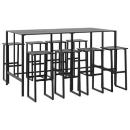 Berkfield Home Practical 9 Piece Garden Bar Set Black Powder-coated Steel - thumbnail 3