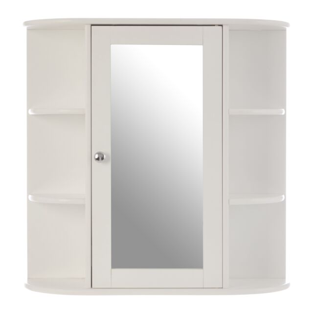 Orsina Contemporary Seven Shelf Mirrored Door Bathroom Cabinet, Compact Design Display Cabinet, Functional Cabinet in White - image 1